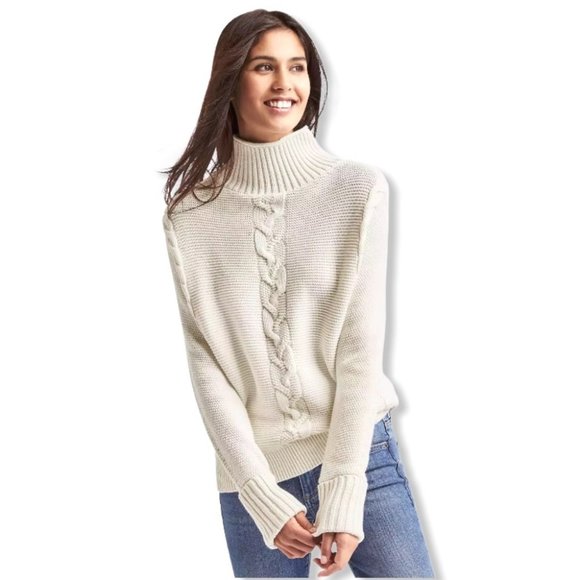 {GAP} Chunky Cable Knit Mock Neck Sweater - Picture 1 of 6